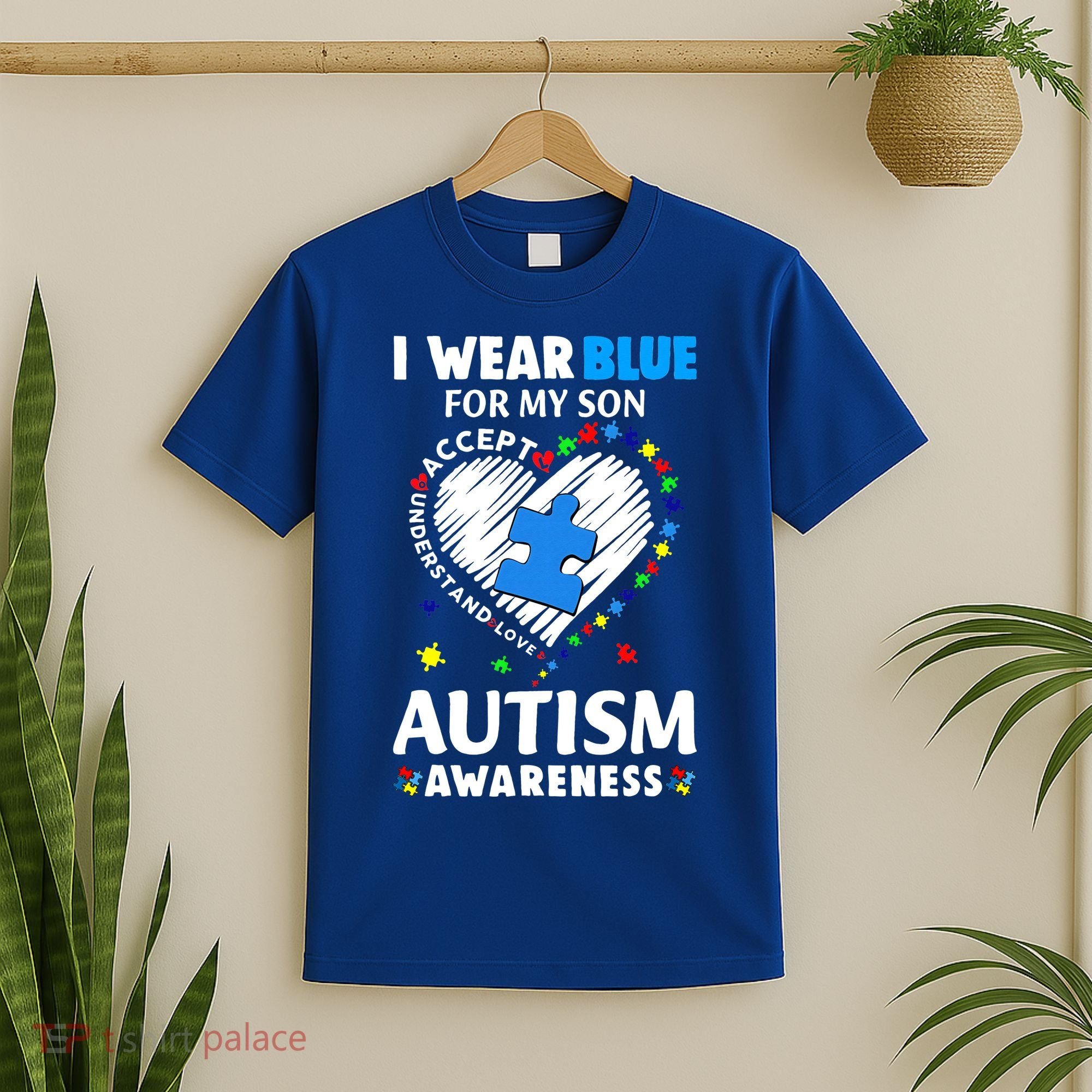 Heart I Wear Blue For My Son Autism Awareness Month T-Shirt