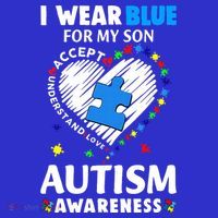 Heart I Wear Blue For My Son Autism Awareness Month T-Shirt thumb 7