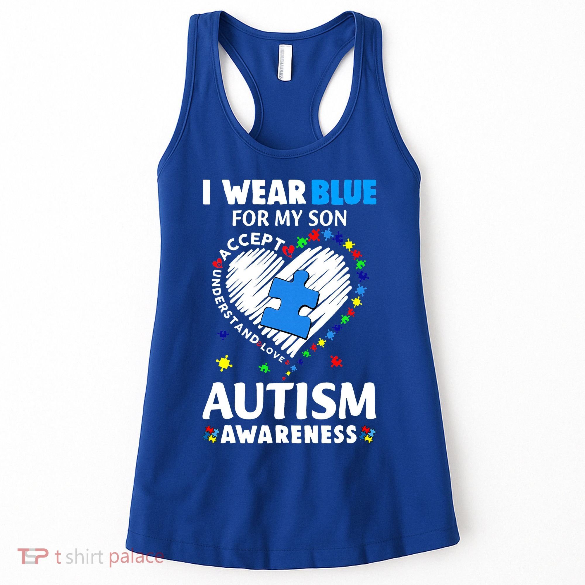 Heart I Wear Blue For My Son Autism Awareness Month Women's Tank Top