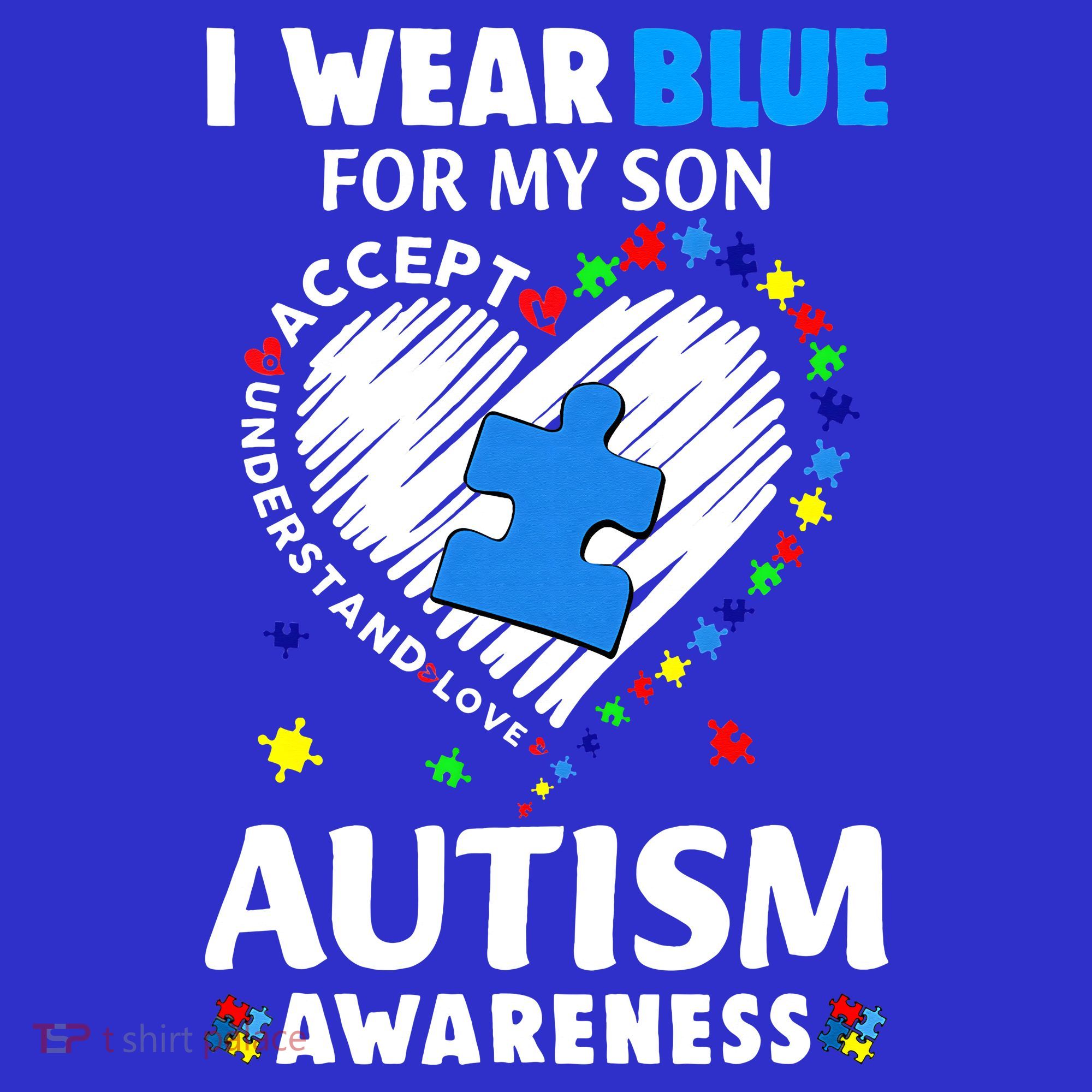 Heart I Wear Blue For My Son Autism Awareness Month Women's Tank Top
