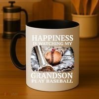Happiness Is Watching My Grandson Play Baseball Coffee Mug thumb 4