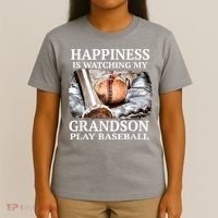 Happiness Is Watching My Grandson Play Baseball T-Shirt thumb 4