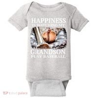 Happiness Is Watching My Grandson Play Baseball Baby Bodysuit thumb 0
