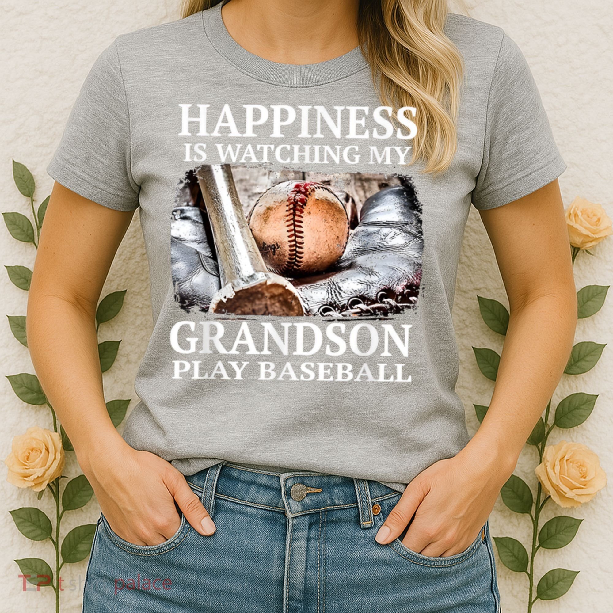 Happiness Is Watching My Grandson Play Baseball Women's T-Shirt