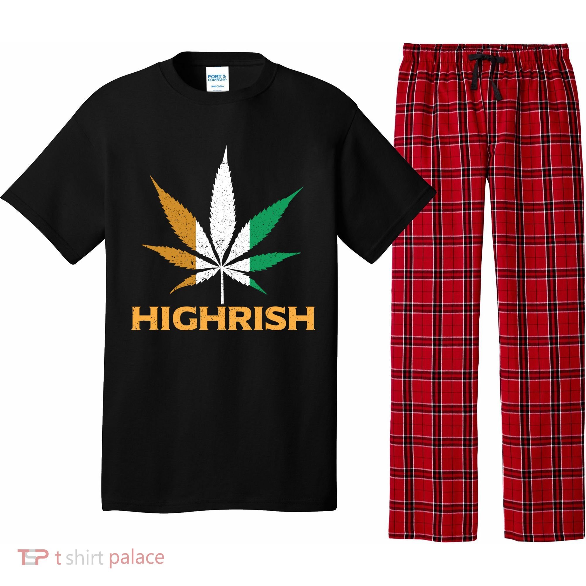 Highrish Irish Weed Leaf St Pattys Day Cool Stoner Cool Gift Pajama Set