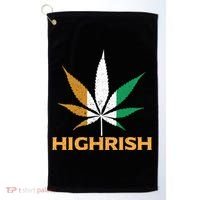 Highrish Irish Weed Leaf St Pattys Day Cool Stoner Cool Gift Golf Towel thumb 0