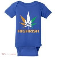 Highrish Irish Weed Leaf St Pattys Day Cool Stoner Cool Gift Baby Bodysuit thumb 0