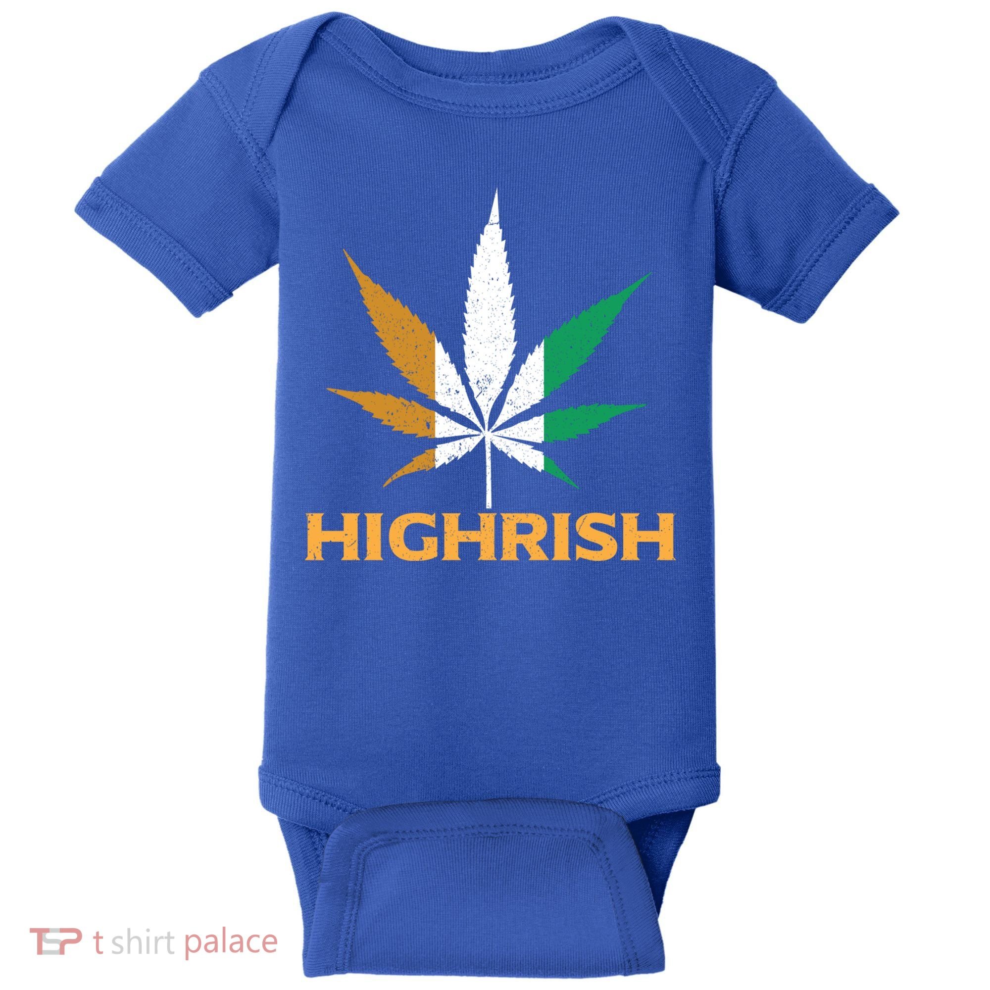 Highrish Irish Weed Leaf St Pattys Day Cool Stoner Cool Gift Baby Bodysuit