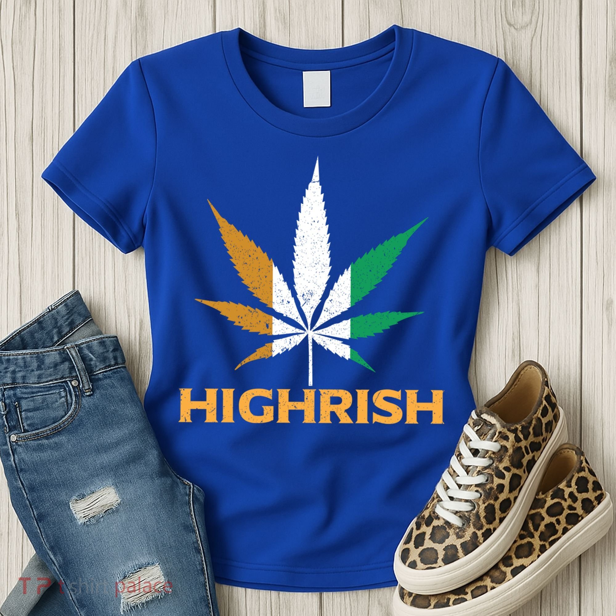 Highrish Irish Weed Leaf St Pattys Day Cool Stoner Cool Gift Women's T-Shirt