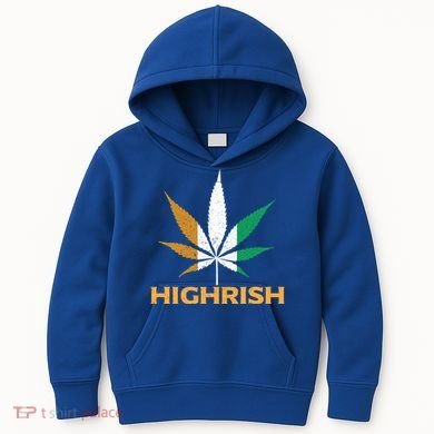 Highrish Irish Weed Leaf St Pattys Day Cool Stoner Cool Gift Kids Hoodie