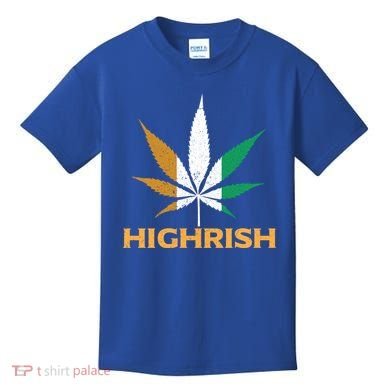 Highrish Irish Weed Leaf St Pattys Day Cool Stoner Cool Gift Kids T-Shirt