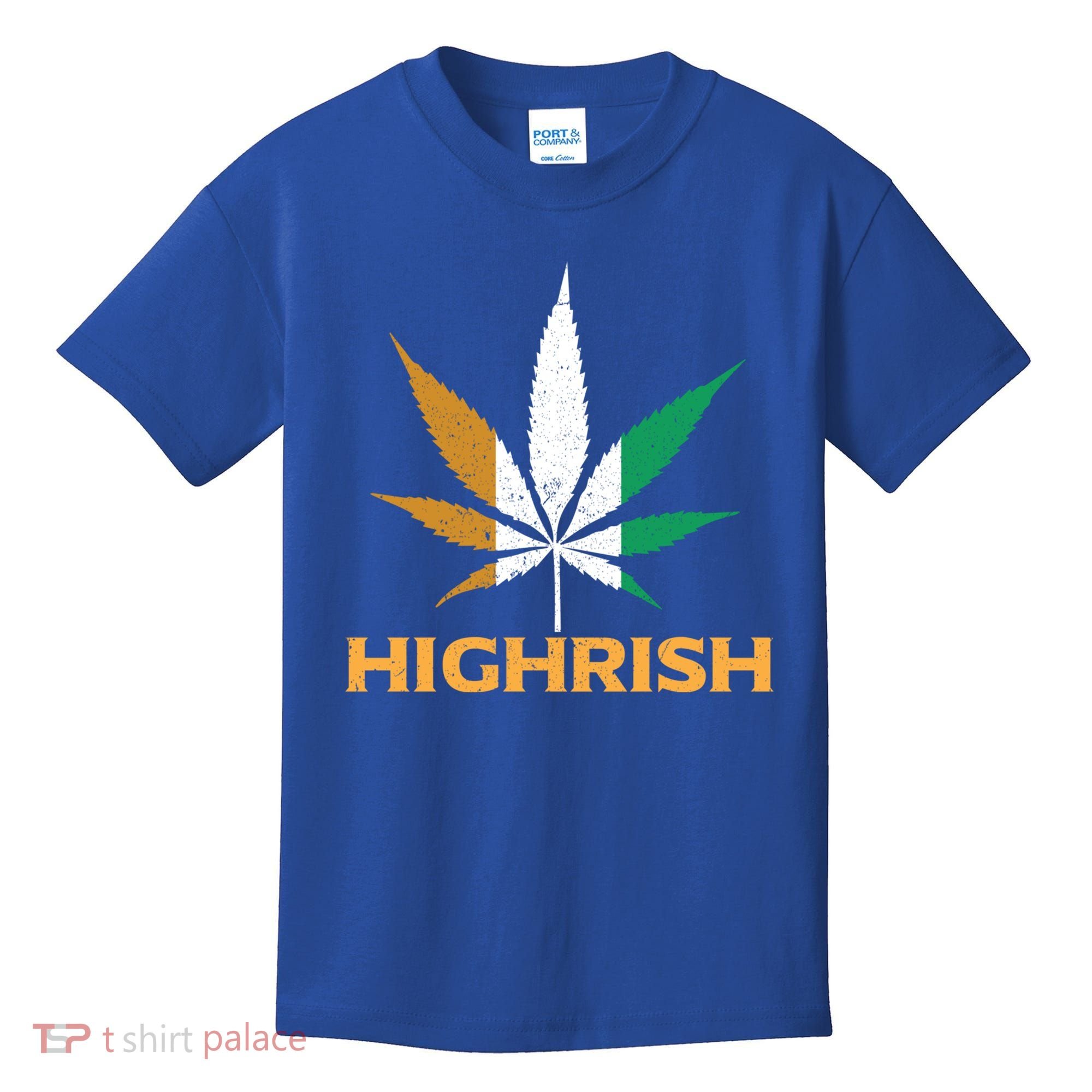 Highrish Irish Weed Leaf St Pattys Day Cool Stoner Cool Gift Kids T-Shirt