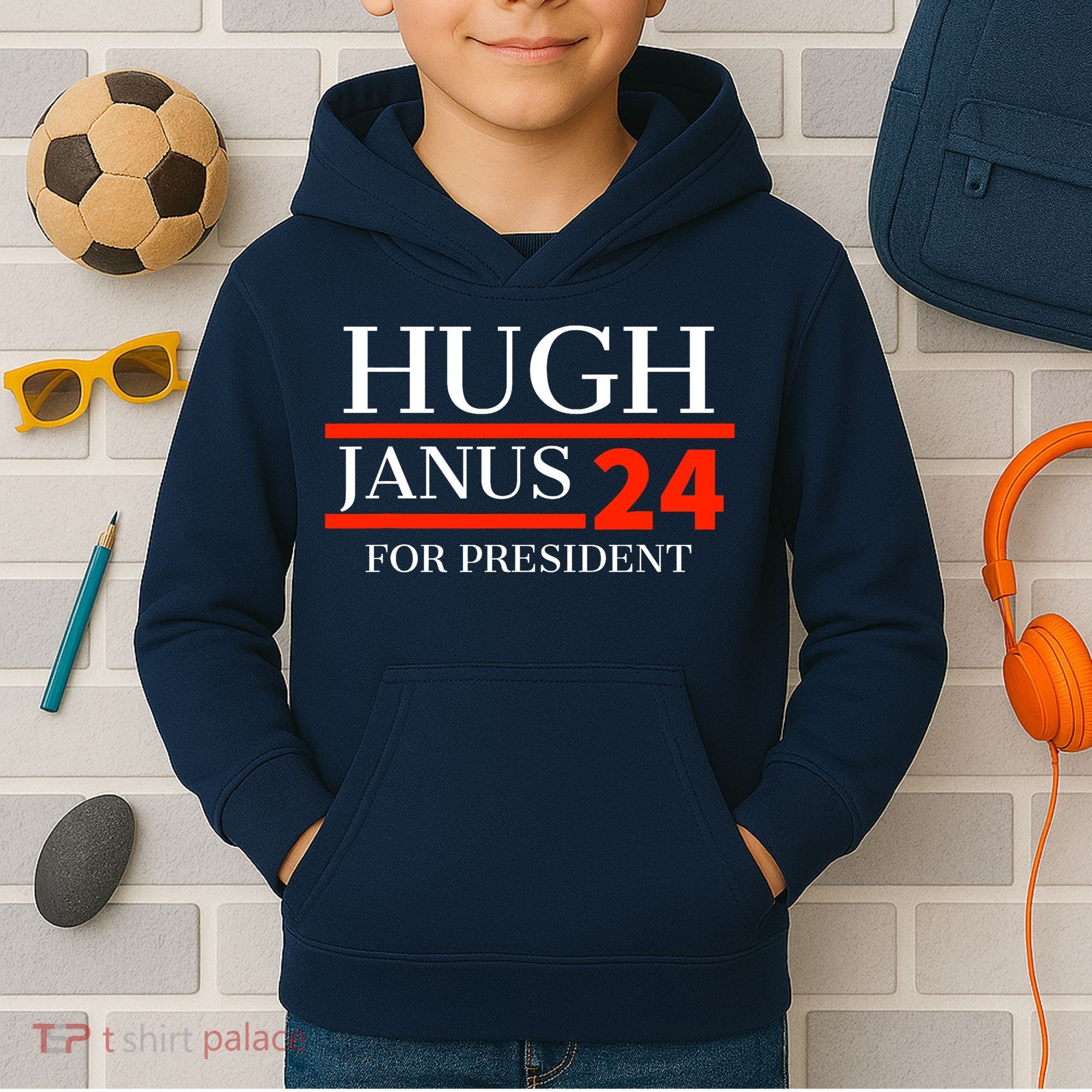 Hugh Janus 24 For President Funny 2024 Election Kids Hoodie