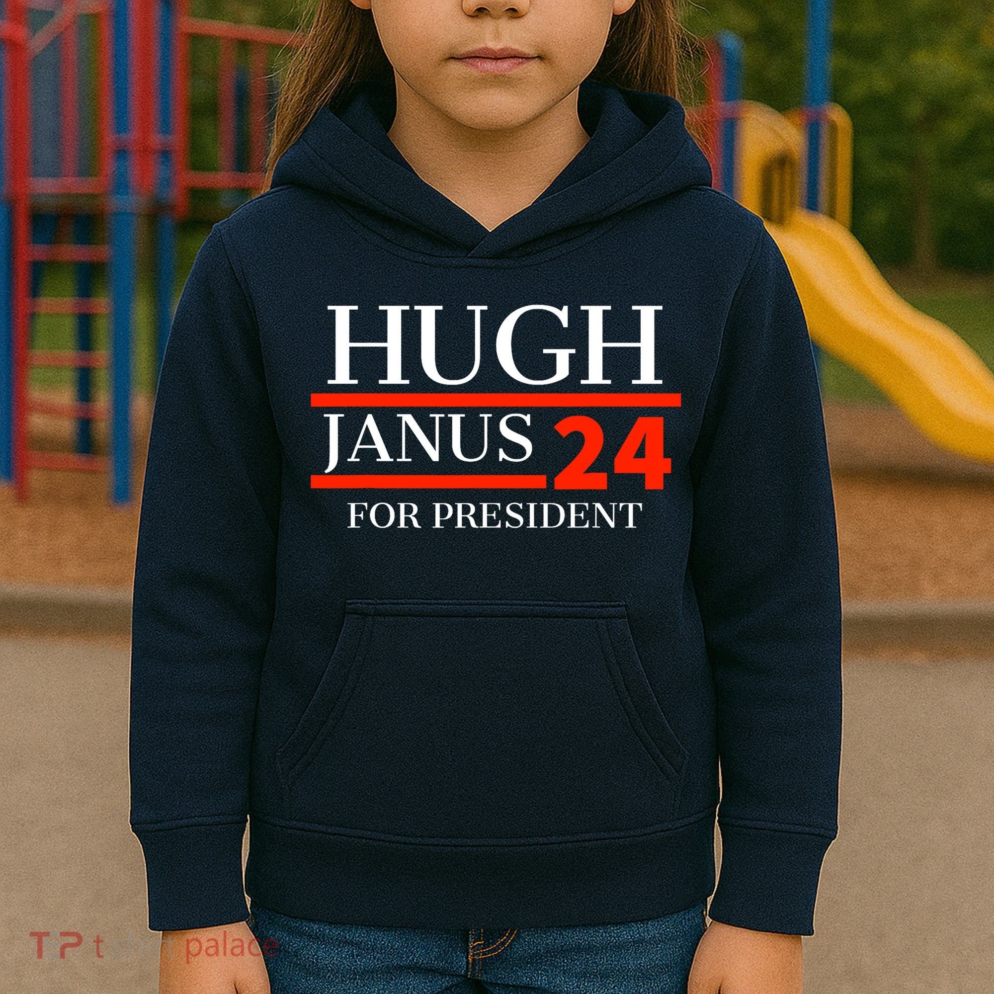 Hugh Janus 24 For President Funny 2024 Election Kids Hoodie