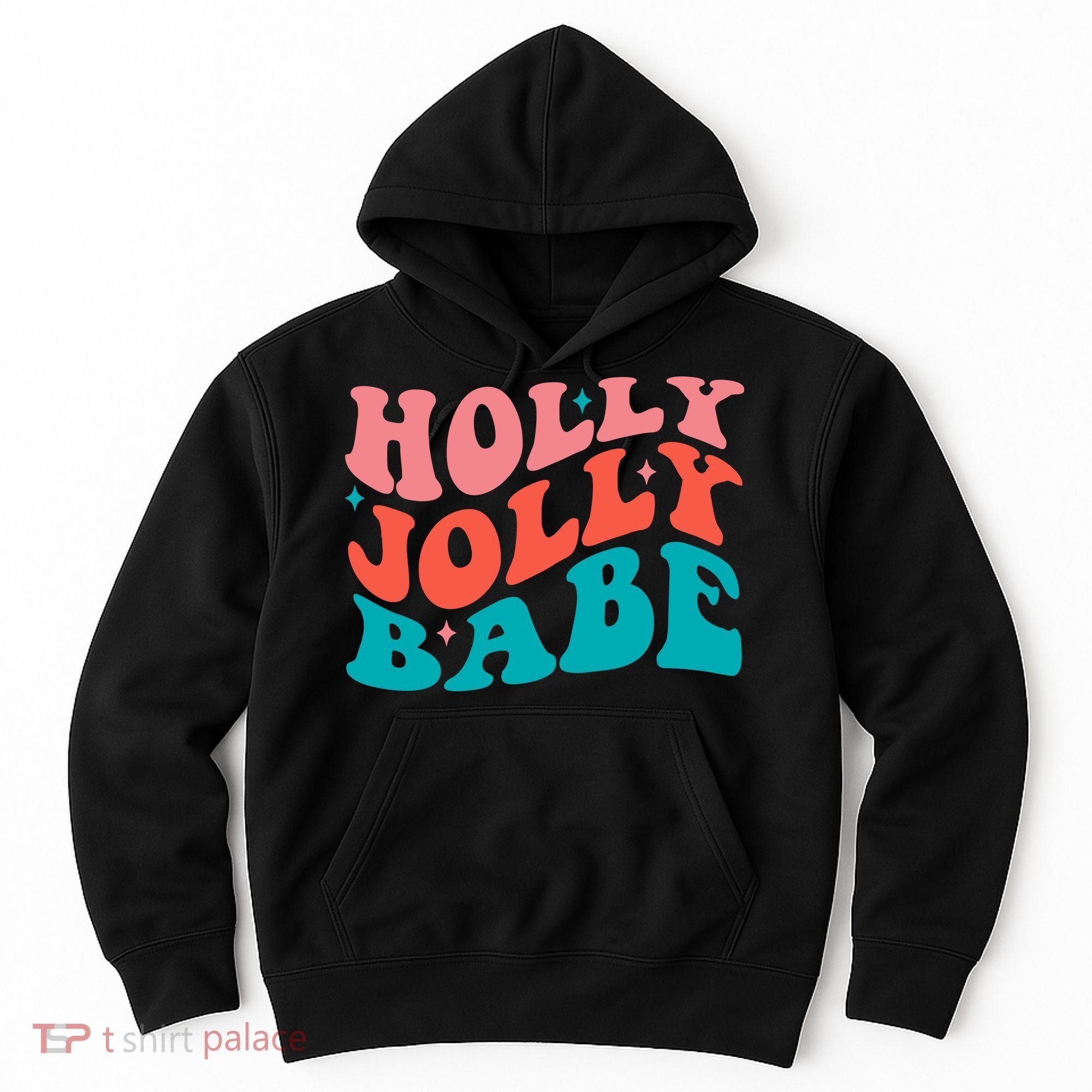 Holly Jolly Babe Retro Christmas Hoodie