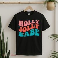 Holly Jolly Babe Retro Christmas T-Shirt thumb 2