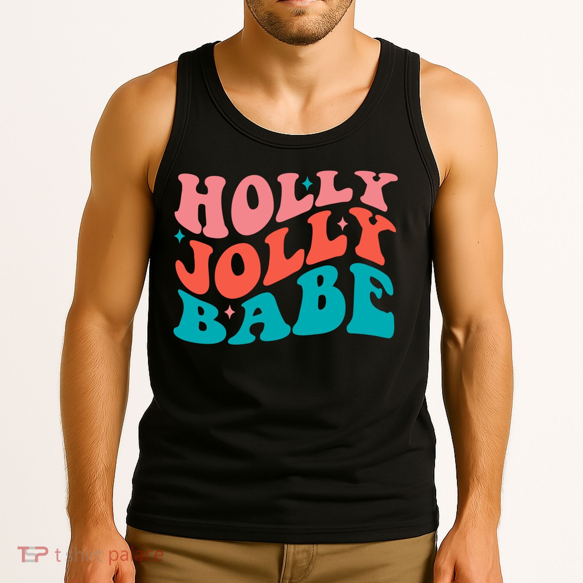 Holly Jolly Babe Retro Christmas Tank Top