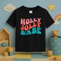 Holly Jolly Babe Retro Christmas Toddler T-Shirt thumb 3