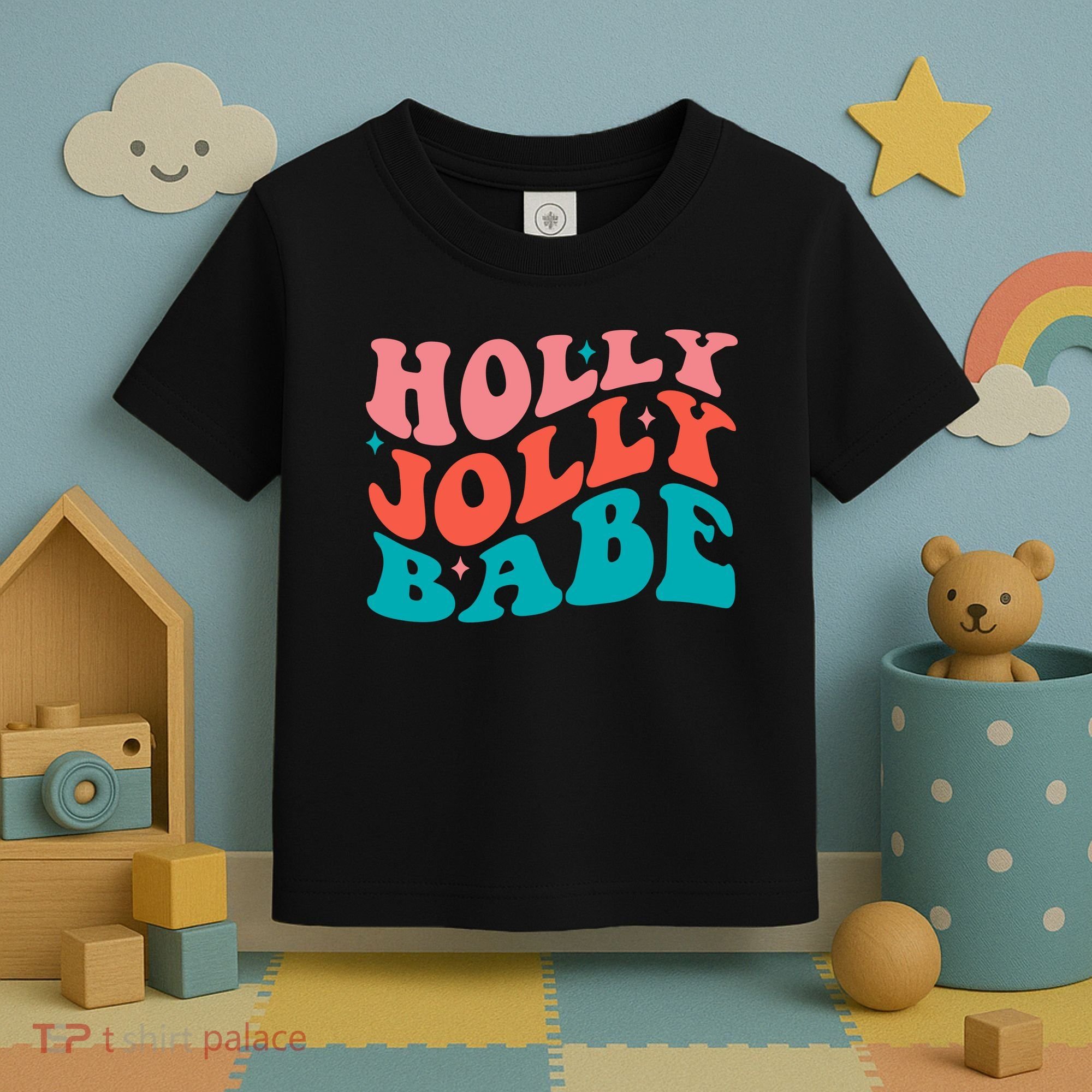 Holly Jolly Babe Retro Christmas Toddler T-Shirt