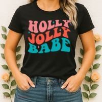 Holly Jolly Babe Retro Christmas Women's T-Shirt thumb 2
