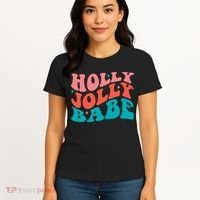 Holly Jolly Babe Retro Christmas Women's T-Shirt thumb 4