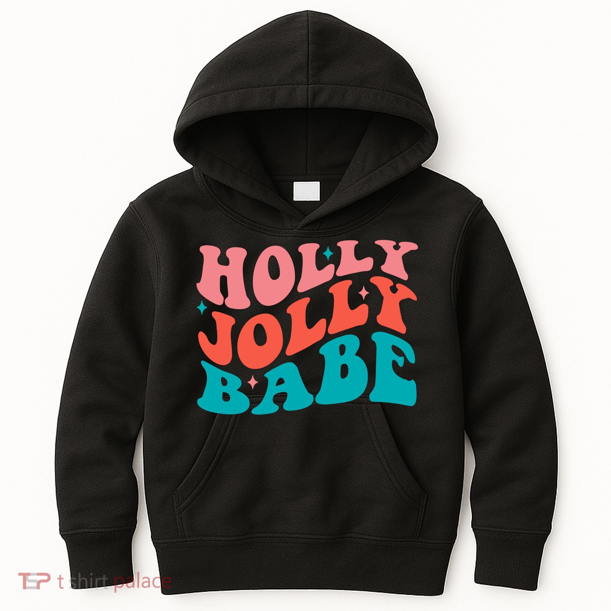 Holly Jolly Babe Retro Christmas Kids Hoodie