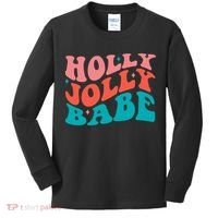 Holly Jolly Babe Retro Christmas Kids Long Sleeve Shirt thumb 0