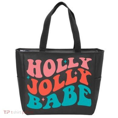 Holly Jolly Babe Retro Christmas Tote Bag