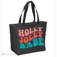 Holly Jolly Babe Retro Christmas Tote Bag thumb 2