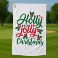 Holly Jolly Babe Festive Christmas Cheer Golf Towel thumb 1
