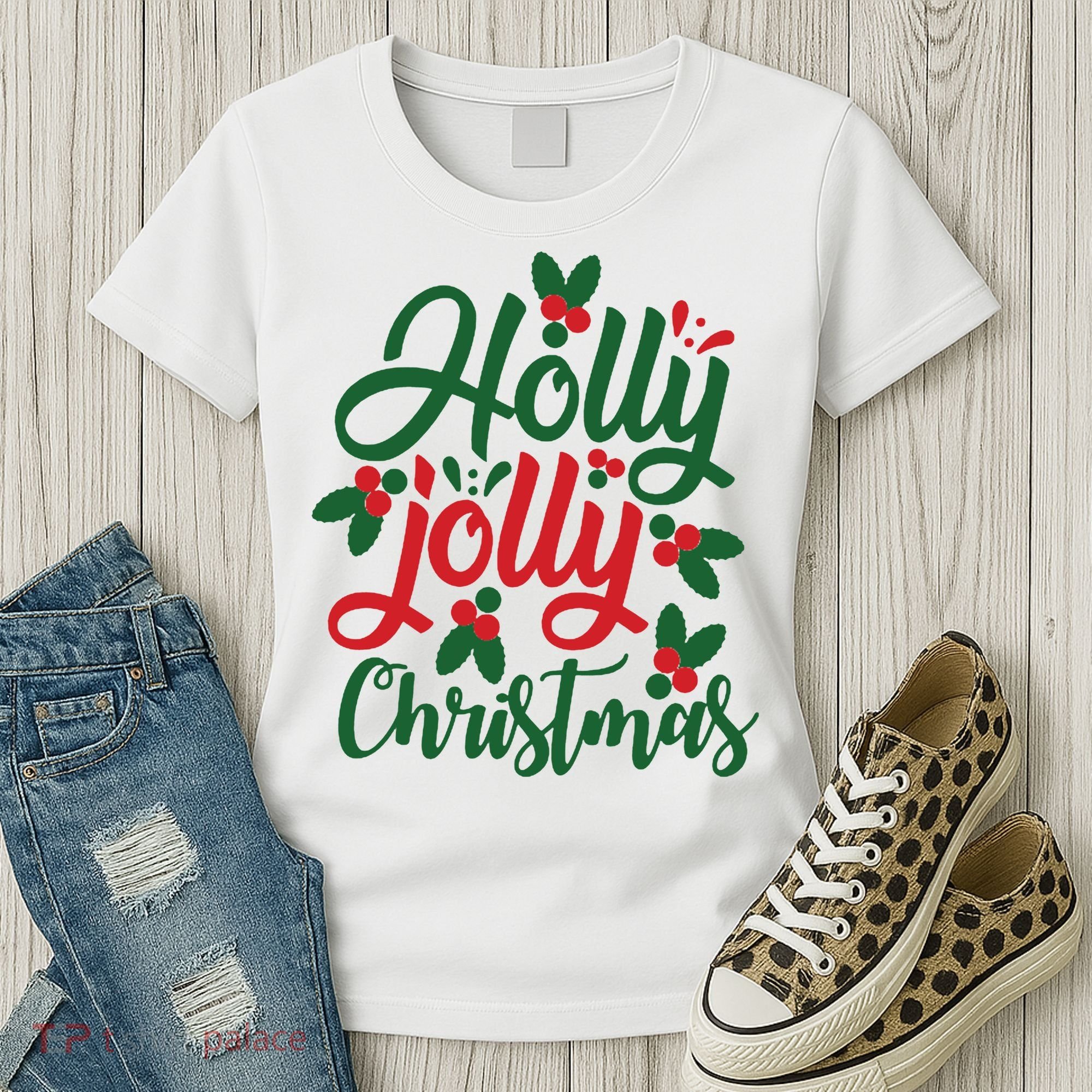 Holly Jolly Babe Festive Christmas Cheer Women's T-Shirt