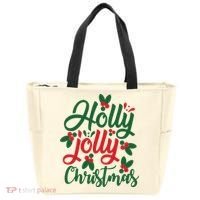 Holly Jolly Christmas Festive Gift Tote Bag thumb 0