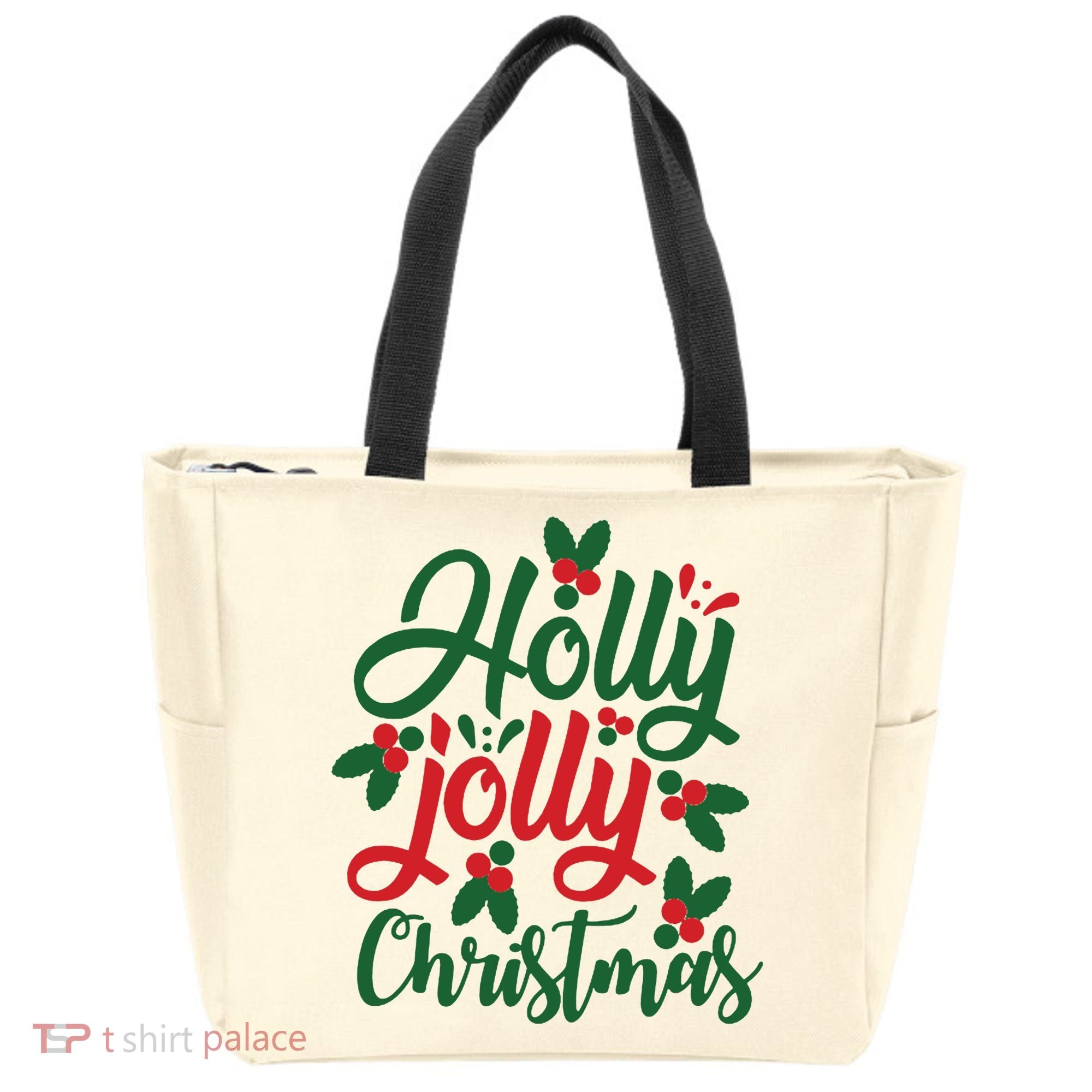 Holly Jolly Christmas Festive Gift Tote Bag