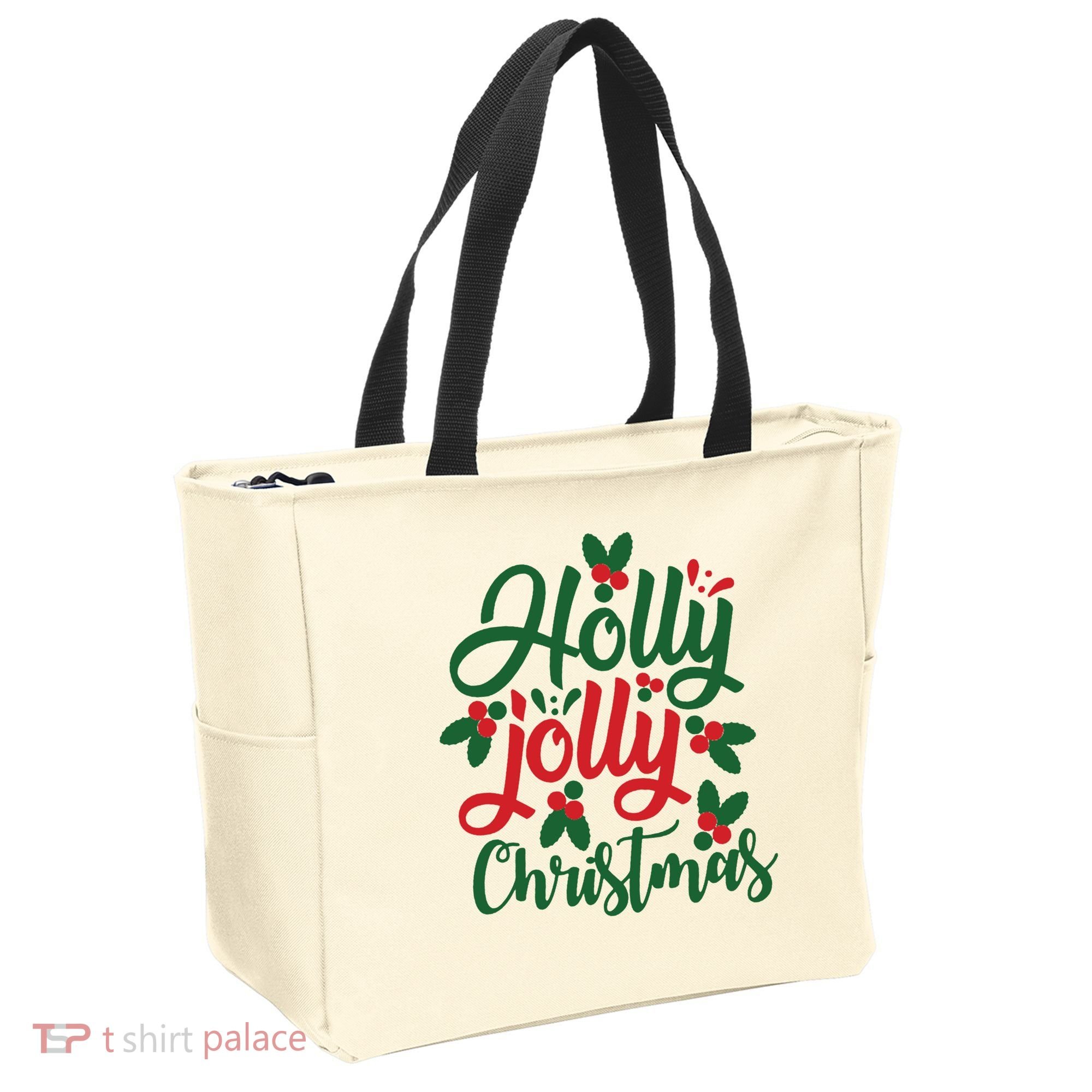 Holly Jolly Christmas Festive Gift Tote Bag