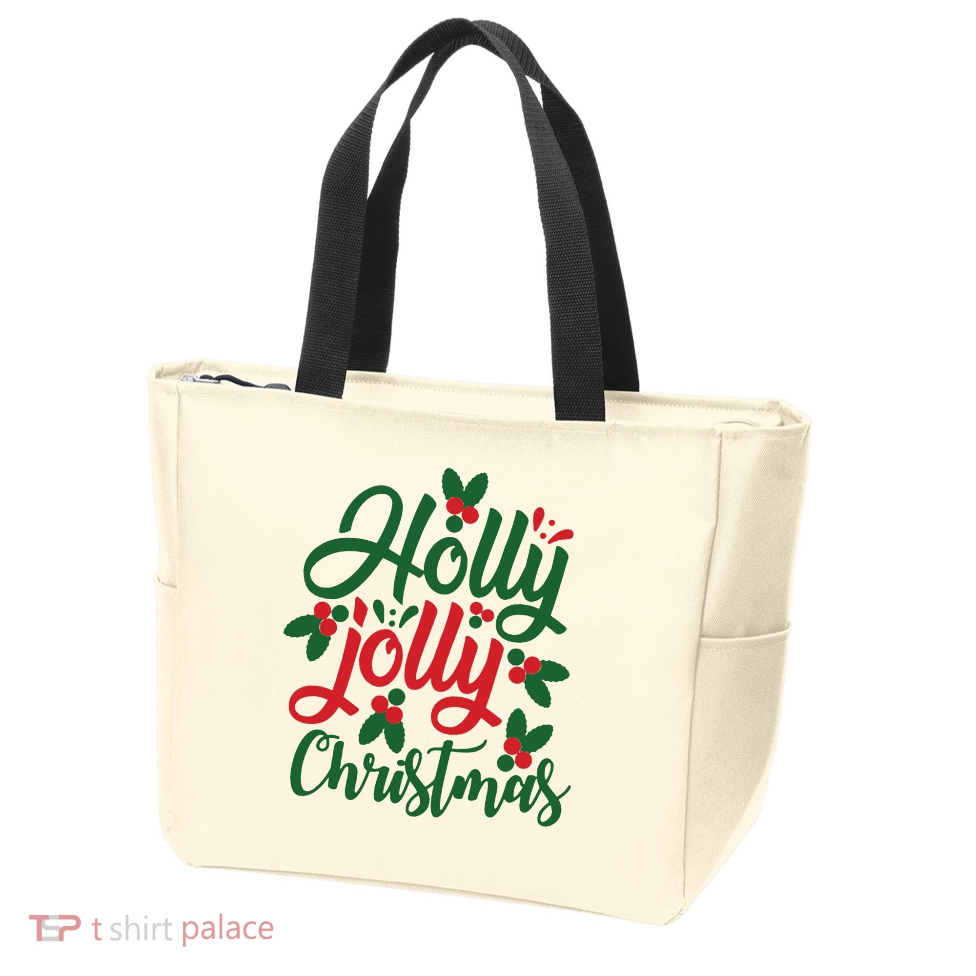 Holly Jolly Christmas Festive Gift Tote Bag