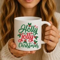Holly Jolly Christmas Festive Gift Coffee Mug thumb 3