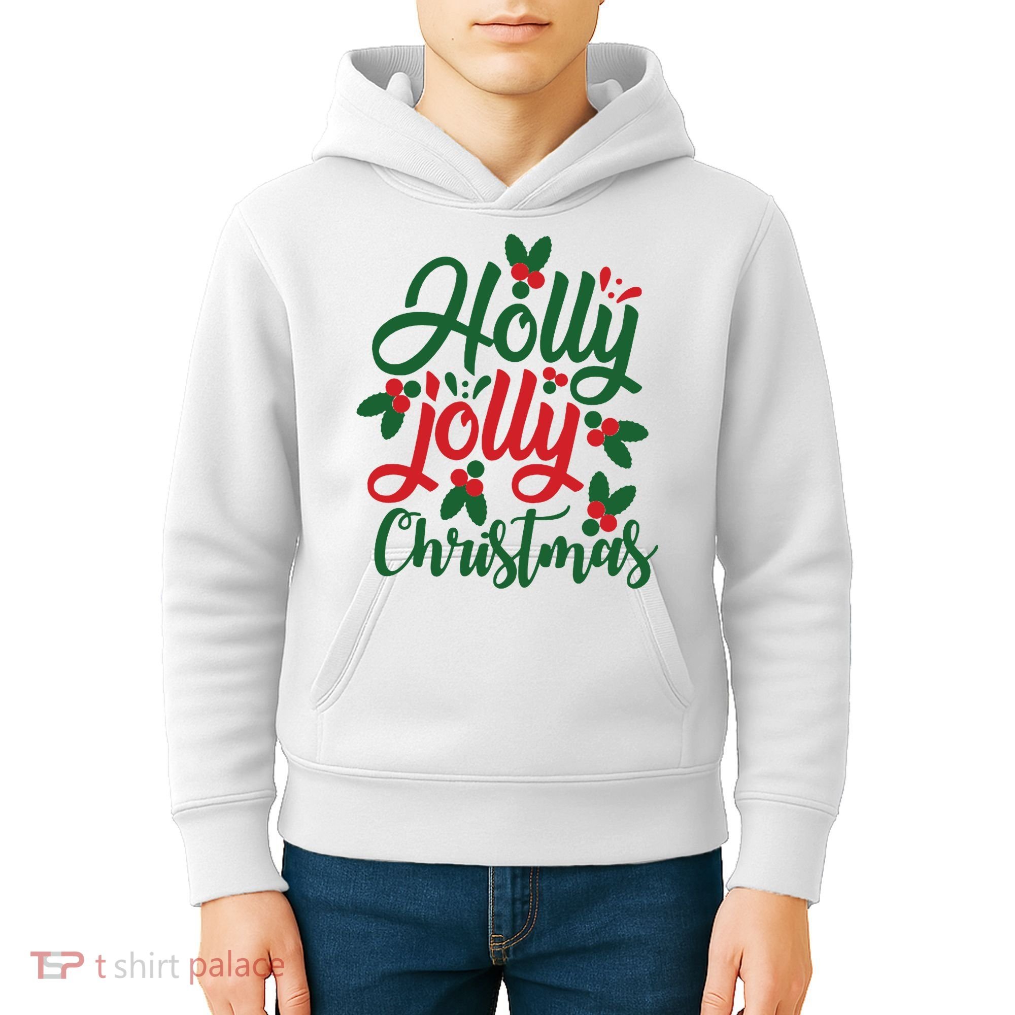 Holly Jolly Christmas Festive Gift Kids Hoodie