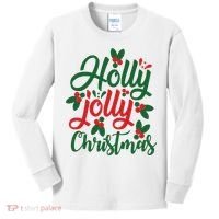 Holly Jolly Christmas Festive Gift Kids Long Sleeve Shirt thumb 0