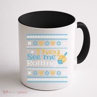 Hanukkah Jewish Dreidel They See Me Rolling Ugly Sweater Coffee Mug thumb 1
