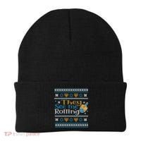 Hanukkah Jewish Dreidel They See Me Rolling Ugly Sweater Beanie thumb 0