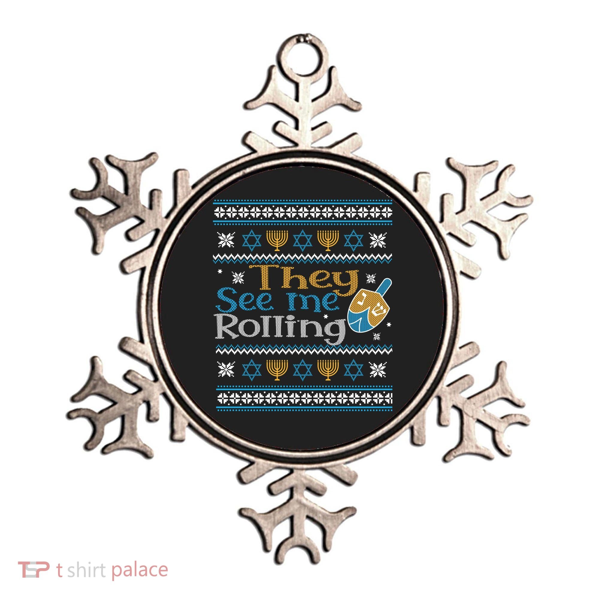 Hanukkah Jewish Dreidel They See Me Rolling Ugly Sweater Ornament