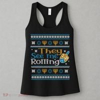 Hanukkah Jewish Dreidel They See Me Rolling Ugly Sweater Women's Tank Top thumb 3