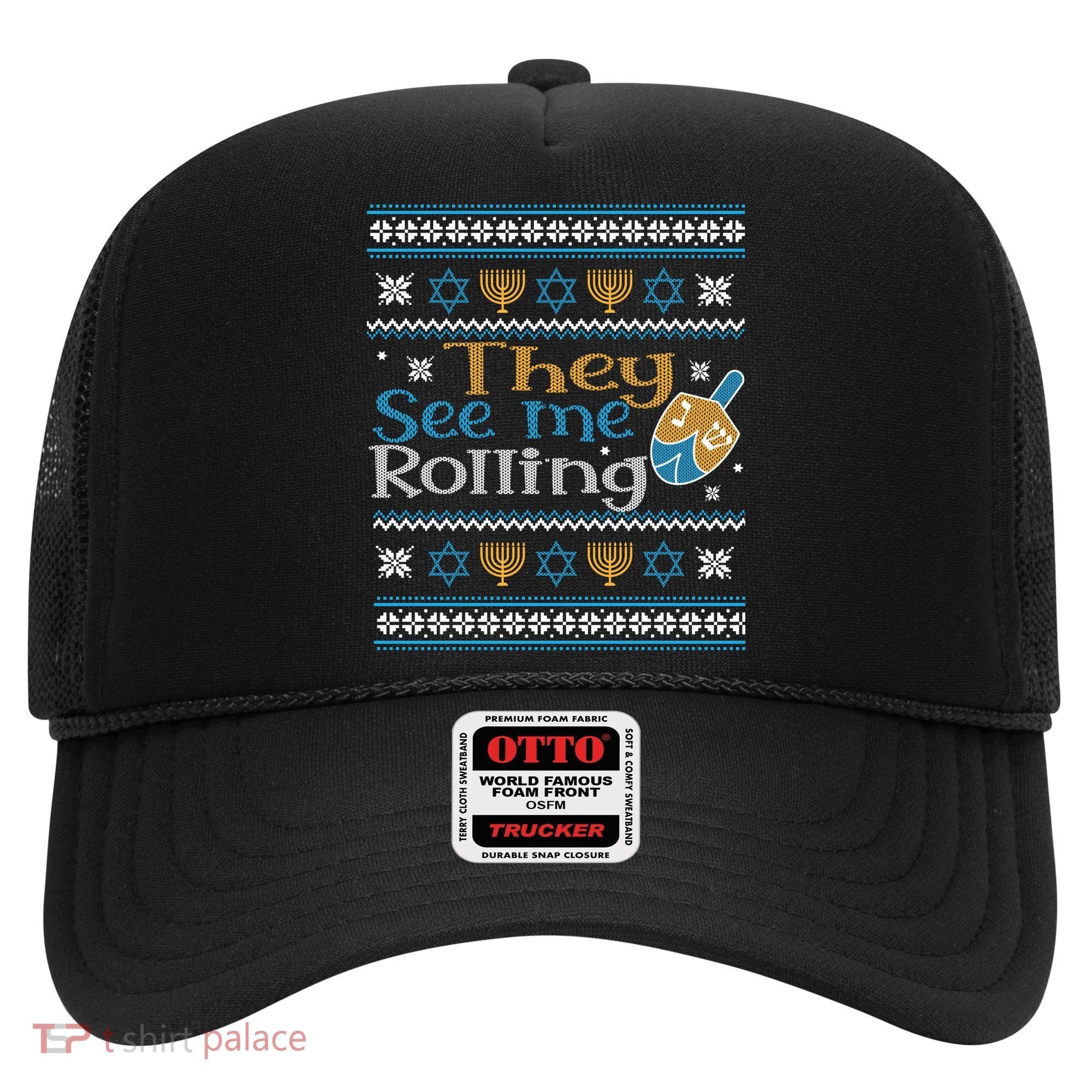 Hanukkah Jewish Dreidel They See Me Rolling Ugly Sweater Hat