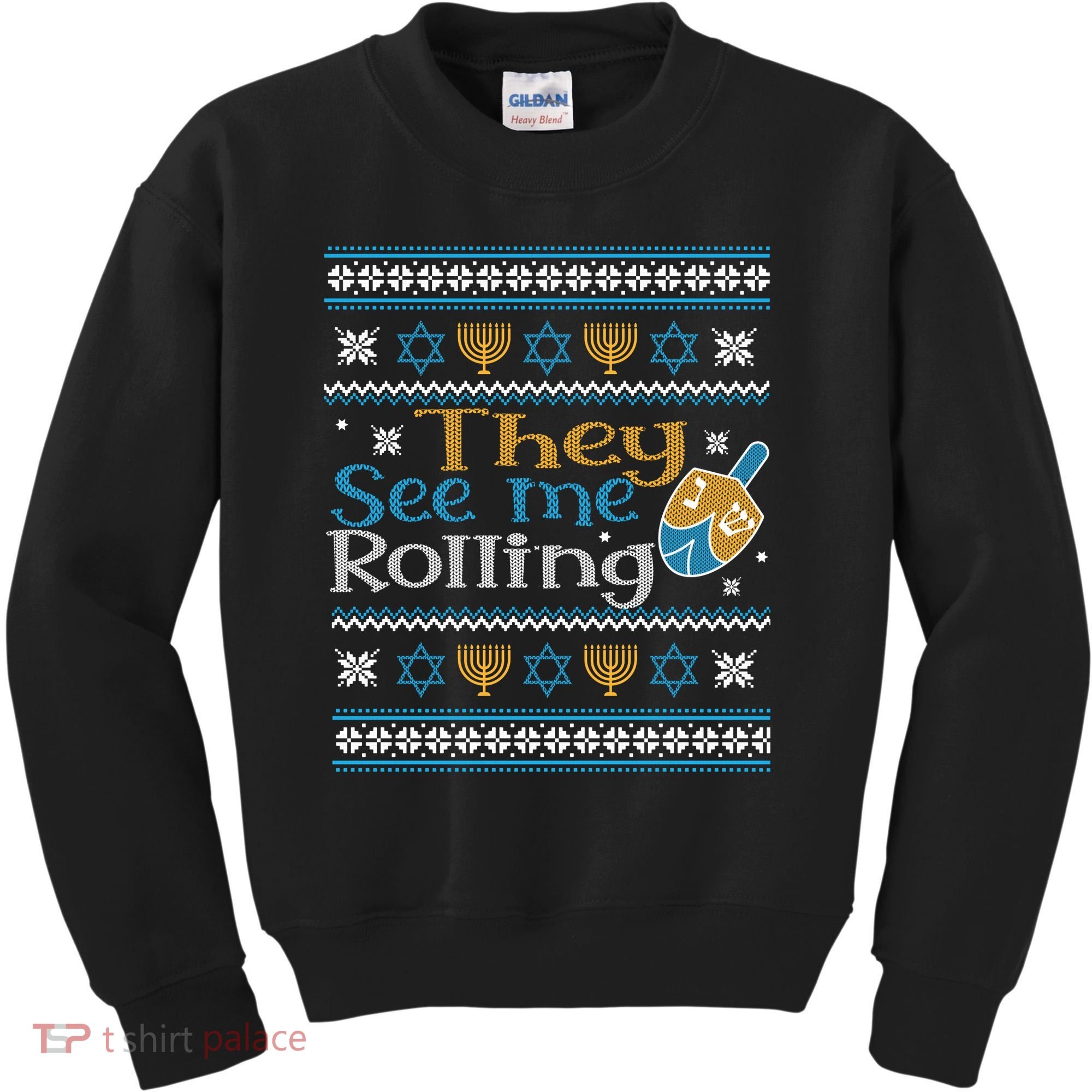 Hanukkah Jewish Dreidel They See Me Rolling Ugly Sweater Kids Sweatshirt