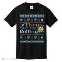 Hanukkah Jewish Dreidel They See Me Rolling Ugly Sweater Kids T-Shirt thumb 0