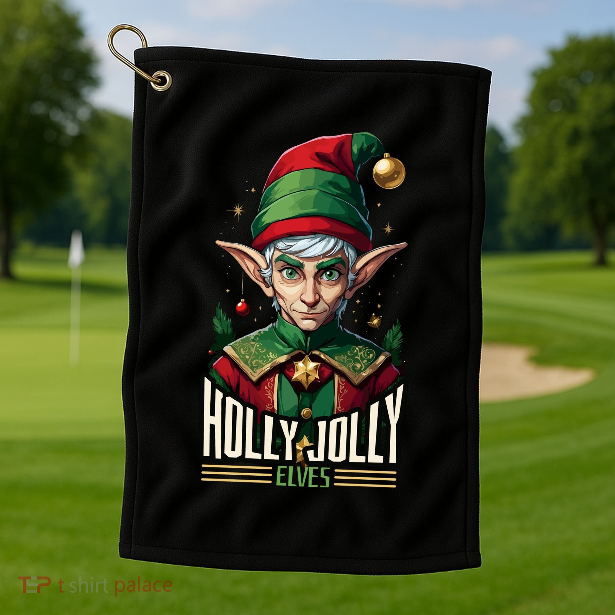 Holly Jolly Elves Golf Towel