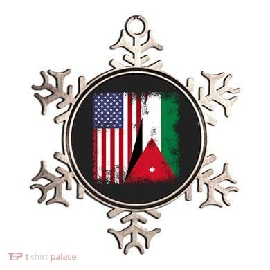 Half Jordanian Flag Vintage Jordan Usa Gift Ornament