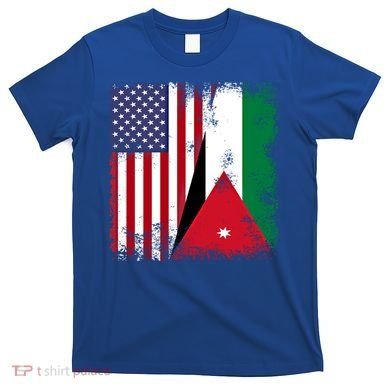 Half Jordanian Flag Vintage Jordan Usa Gift T-Shirt