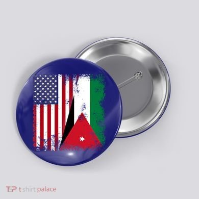 Half Jordanian Flag Vintage Jordan Usa Gift Button