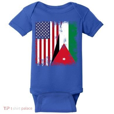 Half Jordanian Flag Vintage Jordan Usa Gift Baby Bodysuit